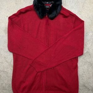 George Woman Zip Up Cardigan with Detachable Fur Collar